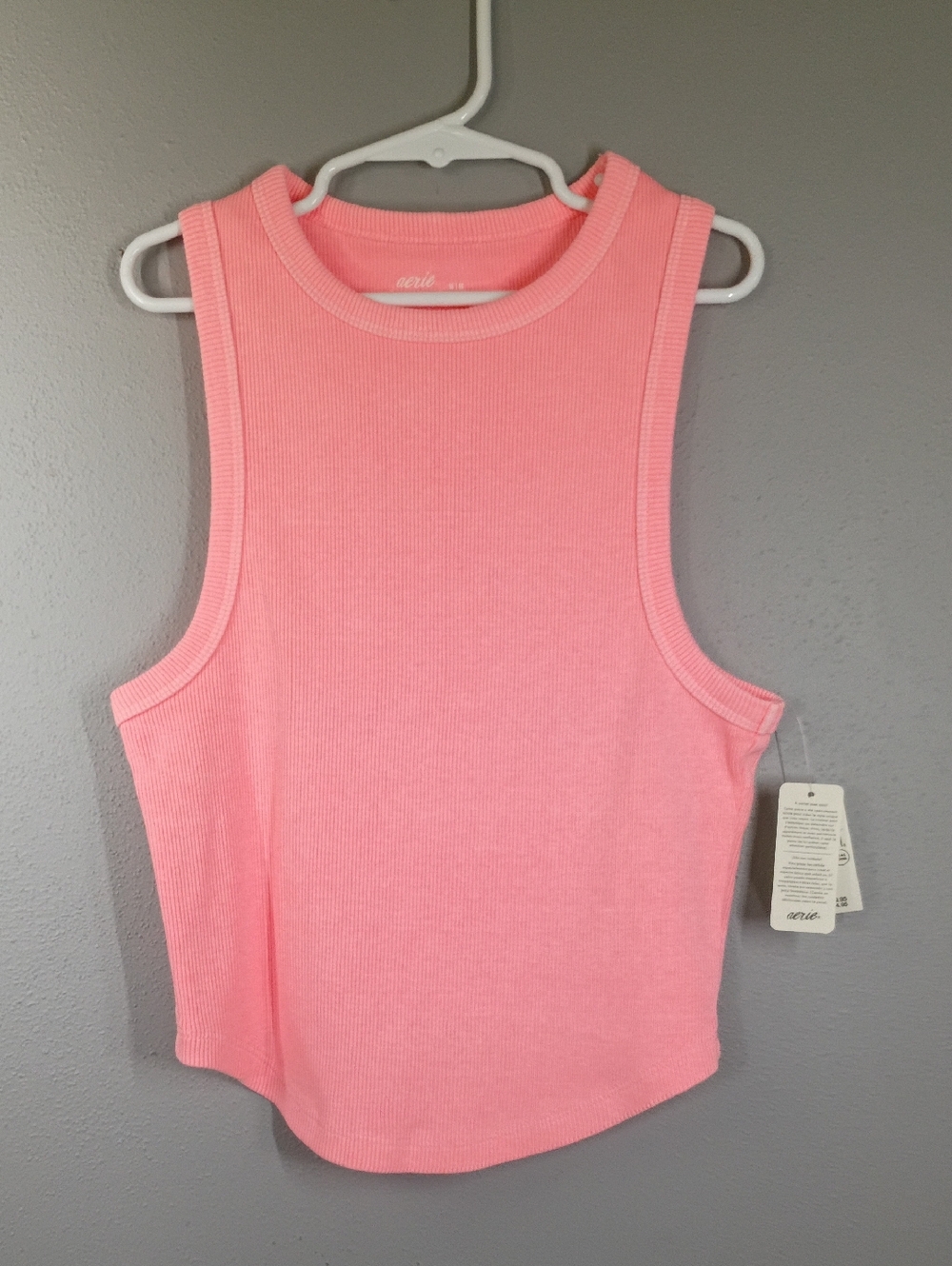 Aerie Bundle Of Ribbed Cropped Tank Top - Lime Green, Pink And Blue Size Medium - Picture 5 of 12